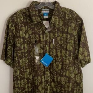 Columbia Green and Brown Geometric Casual Shirt